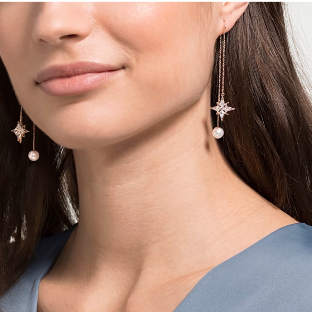 SOLD!BNIB - Brand new never used Swarovski Snowflake pearl drop earrings